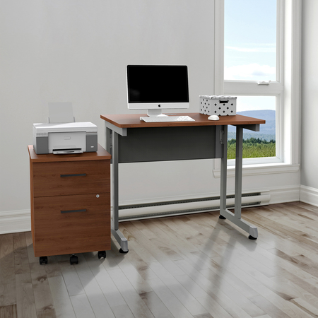 Linea Italia Computer Desk for Small Spaces, 36”W x 24”D x 30”H, Gray/Cherry ZUC139
